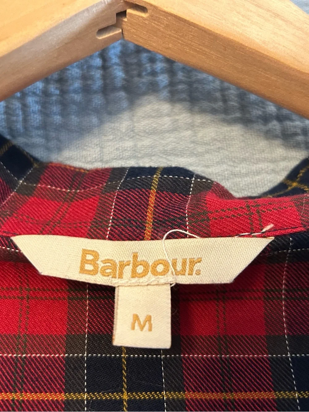 Barbour Women’s holiday red Green Plaid Cotton nightgown Sleep Shirt EUC medium